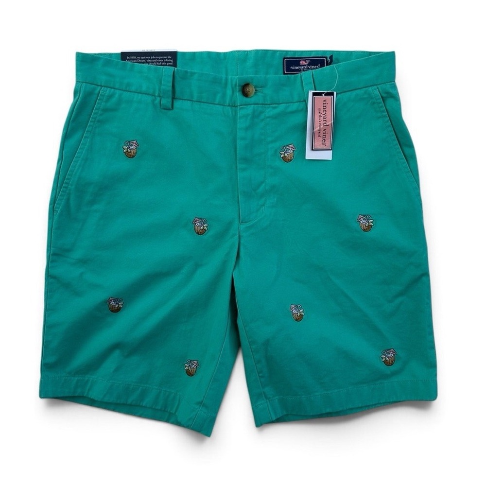 Vineyard Vines Novelty Breaker Shorts Men's Size 32 Turquoise 9" Embroidered